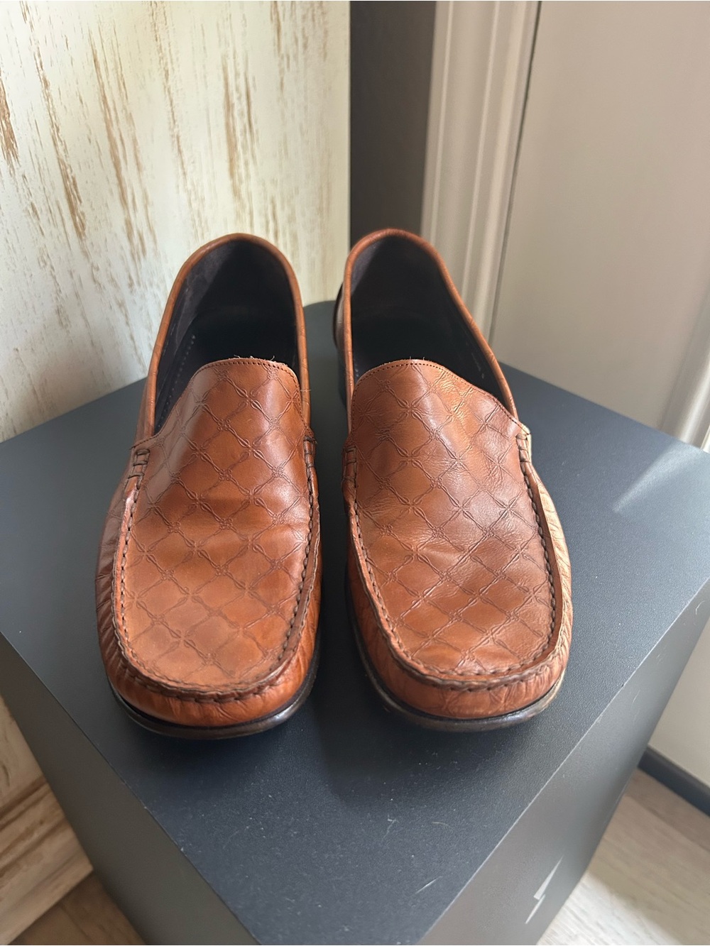 Womens Leather Slip-On Loafers in Tan